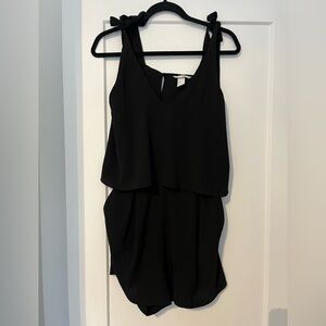 H&M Romper Jumpsuit With Shoulder Ties and Partial Open Back Black Size 8